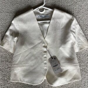 ZARA Cream Short-Sleeve Top / Jacket